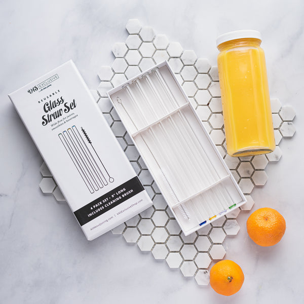 Juice and Smoothie Glass Straw Set