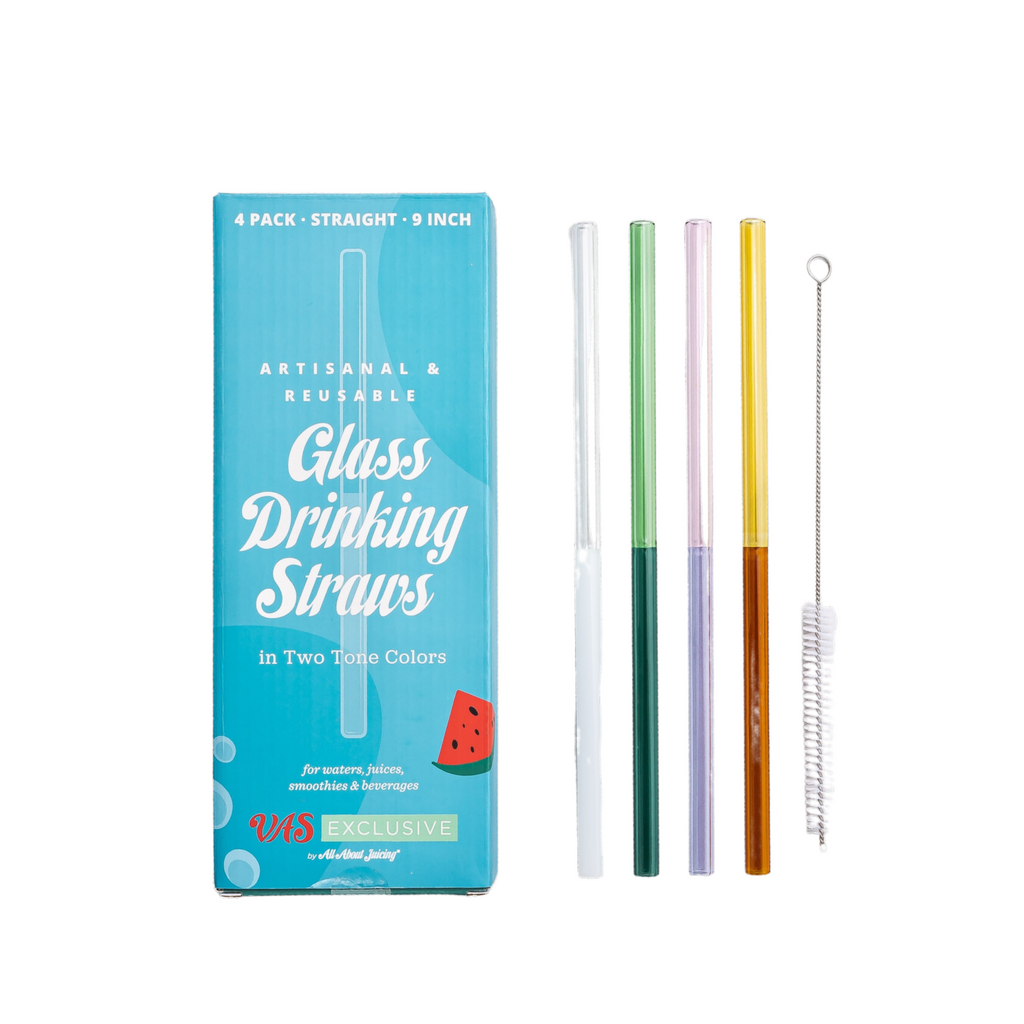 Two-Toned Juice and Smoothie Glass Straws, Set of 4