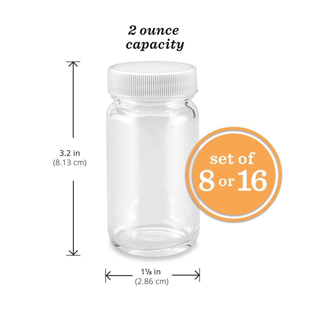 2Oz Glass Shot Bottles with Caps Juice Wellness Ginger Shots Bottle  Dishwasher Safe Mini Jars Lids Small Juicing Containers
