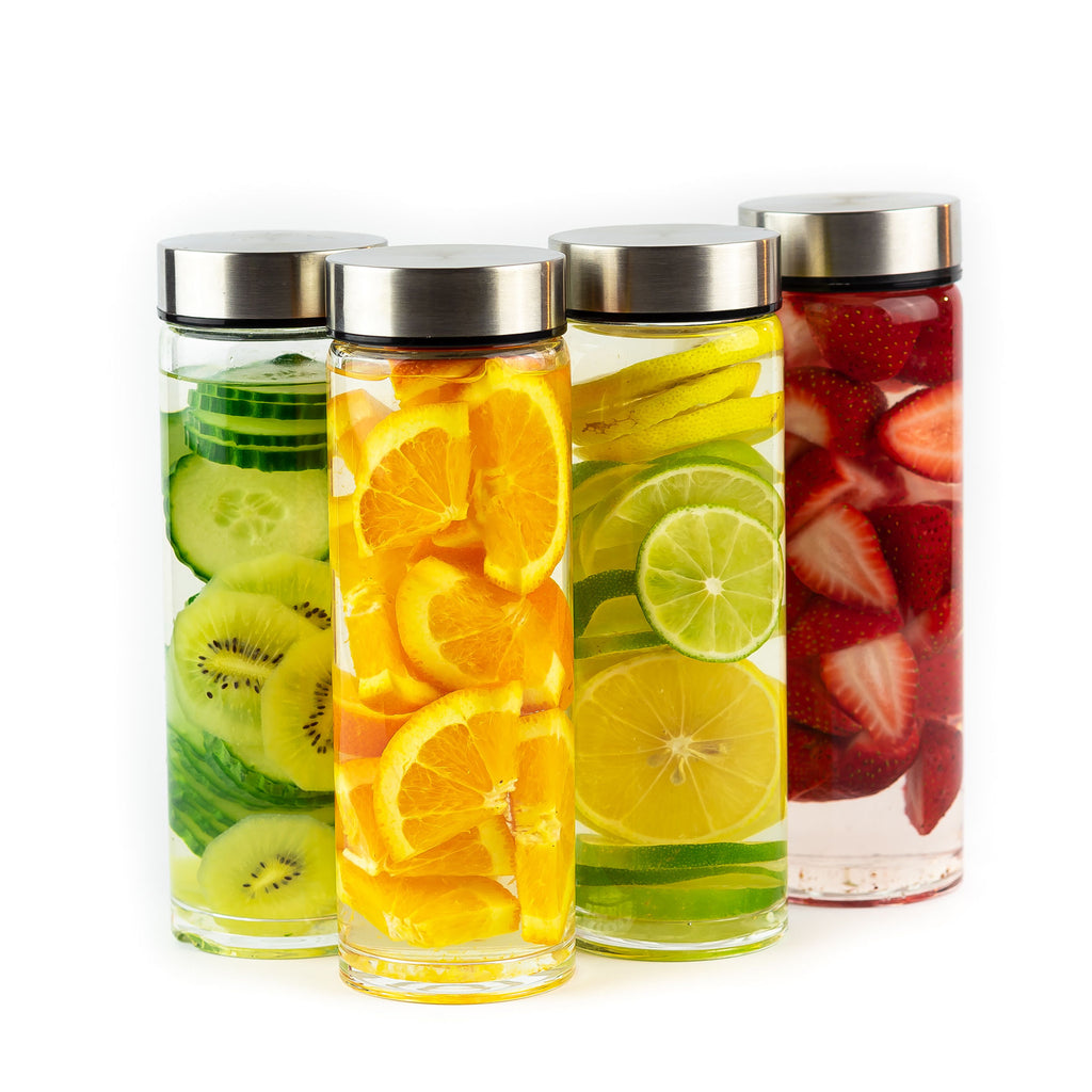 Glass Water Bottles with Infused Water