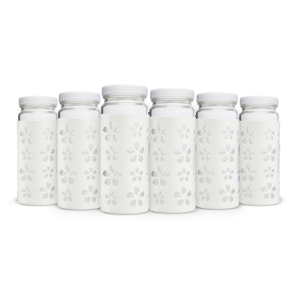 Flower Petals Silicone Protective Bottle Sleeves Set, for 16oz Bottles (White)