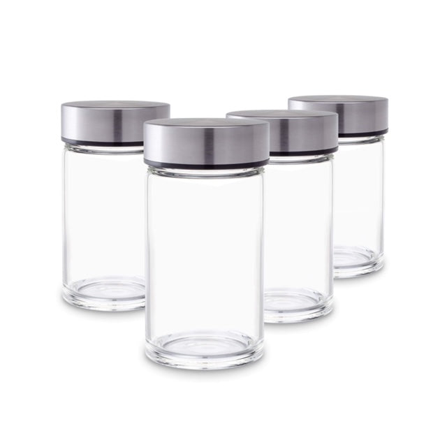Skinny Series Wide Mouth Glass Bottles Set w/ Stainless Steel Lids, 10 oz