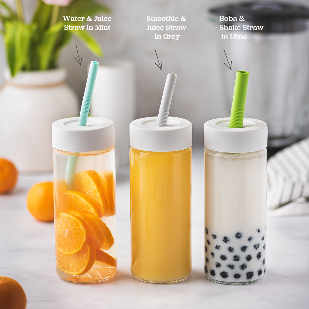 Large Smoothie Reusable Straws Openable Reusable Silicone Straws +